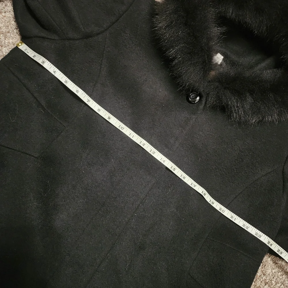 SACHI Lambs Wool REAL FINNISH FOX FUR Trimmed Collar Formal Winter Coat 1X - Picture 6 of 9